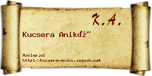 Kucsera Anikó névjegykártya